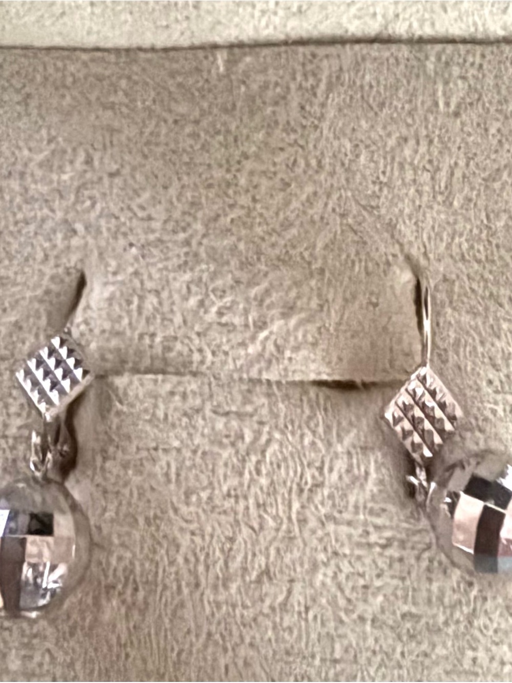 Stamped 14kt white gold Italian Faceted Drop Earrings - Picture 1 of 5